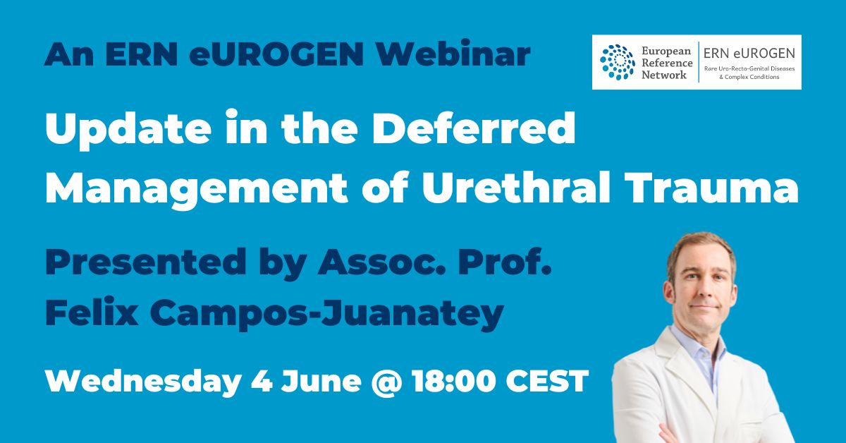 ERN eUROGEN (@ern_eurogen) on Twitter photo Join a ERN eUROGEN webinar:
🖥 Update in the Deferred Management of Urethral Trauma
👤 Felix Campos-Juanatey
📅 Wednesday 4 June @ 18:00 CEST
🔗 bit.ly/eUROGEN4Jun25
#EUfunded #EU4Health #FPMRS <a href="/EU_Health/">EU One Health</a> <a href="/EU_HaDEA/">HaDEA</a> <a href="/jardin_EU_JA/">JARDIN Joint Action</a>
<a href="/Uroweb/">European Association of Urology (EAU)</a> <a href="/icsoffice/">ICS</a> Join a ERN eUROGEN webinar:
🖥 Update in the Deferred Management of Urethral Trauma
👤 Felix Campos-Juanatey
📅 Wednesday 4 June @ 18:00 CEST
🔗 bit.ly/eUROGEN4Jun25
#EUfunded #EU4Health #FPMRS <a href="/EU_Health/">EU One Health</a> <a href="/EU_HaDEA/">HaDEA</a> <a href="/jardin_EU_JA/">JARDIN Joint Action</a>
<a href="/Uroweb/">European Association of Urology (EAU)</a> <a href="/icsoffice/">ICS</a>