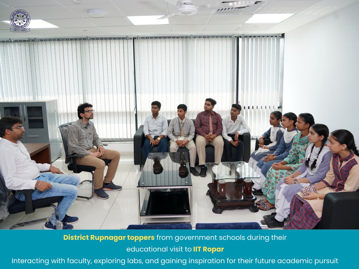 iitrpr's tweet photo. Proud moment!

9 board #examtoppers from Govt Schools of #Rupnagar visited #IITRopar for a day of lab tours, career sessions &amp; student interaction  in collaboration with the #DCOffice, Rupnagar.

@schooledu_pb @EduMinOfIndia @rajeshbaba12345 https://t.co/yQumZEFua7