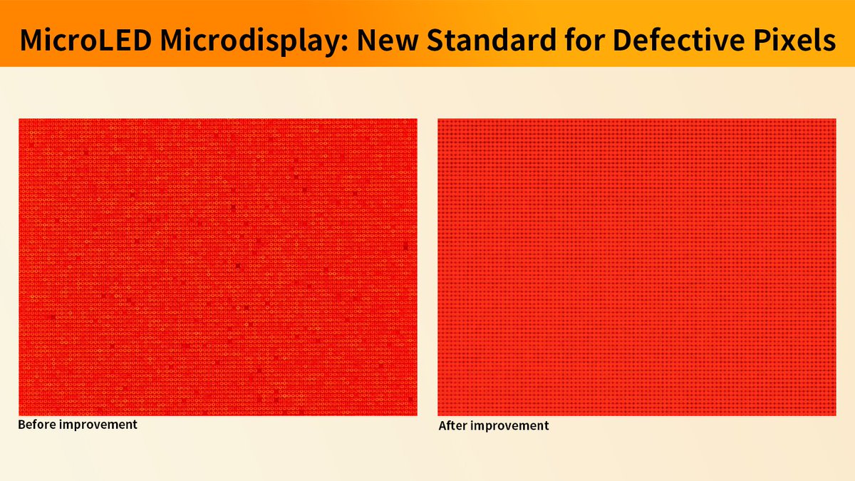 🚀JBD sets a new industry record: ≤3 defective pixels per MicroLED micro-display panel—down from ≤100!
This breakthrough brings MicroLED micro-displays closer to the quality-control standards of mature display tech like LCD. 
Read more:jb-display.com/newsdetails/79…
#MicroLED #AR #JBD