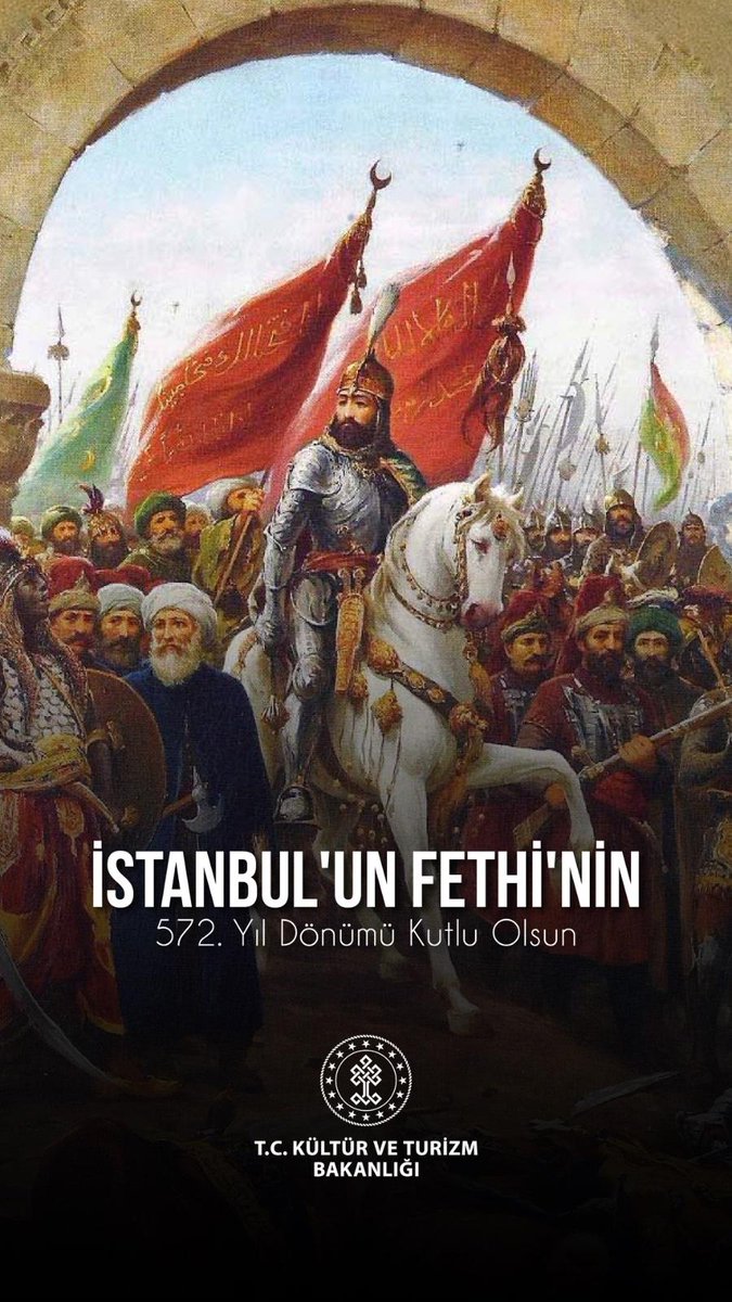 Kültür ve Turizm Bakanlığı olarak, İstanbul’un fethinin 572. yıl dönümünü büyük bir gururla kutluyor; Fatih Sultan Mehmet Han’ı ve bu topraklar uğruna canlarını feda eden tüm şehitlerimizi saygı ve rahmetle anıyoruz.

Ecdadımızdan devraldığımız bu eşsiz mirası korumak ve