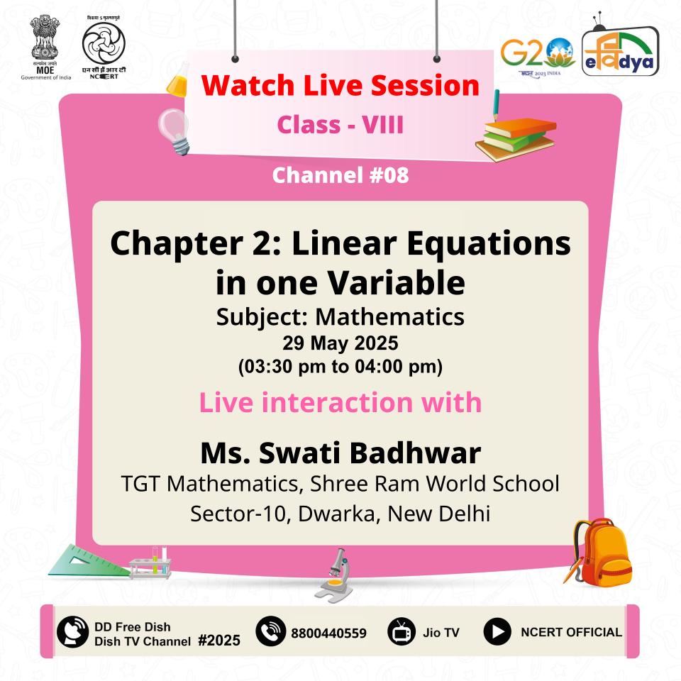 ciet_ncert's tweet photo. video selfie in advance. Also, you can watch e Contents live on “NCERT OFFICIAL” YouTube Channel & view through Cable Network: DD free dish & dish TV and PMeVIDYA DTH TV channels 1 - 12.
#NCERT #LiveSession #FreeEducation #PMeVidya #watchlivestream #liveshows #liveshowsforkids https://t.co/yZyUpynF5o