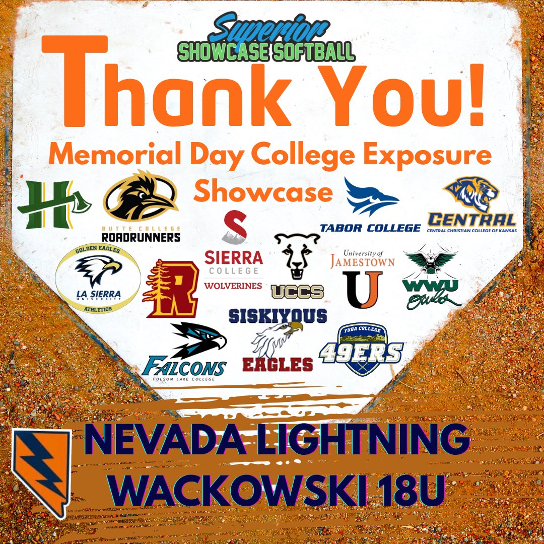 Thank you to all the Coaches who watched our girls play at the Superior Showcase, in Lincoln, CA! ⚡️🥎
<a href="/Humboldt_SB/">Cal Poly Humboldt Softball</a> <a href="/ButteSoftball/">Butte Softball</a> <a href="/tabor_softball/">Tabor College Softball</a> <a href="/FLC_Falcons/">FLC Athletics</a> <a href="/UCCSSoftball/">UCCSSoftball</a> <a href="/COSEAGLES/">College of the Siskiyous Athletics</a> <a href="/Redwoods_Sports/">Redwoods Athletics</a> <a href="/CCCTigerNation/">Central Christian</a> <a href="/UJSoftball/">UJ Softball</a> <a href="/wwuowls/">William Woods University Owls</a> <a href="/yubasoftball/">Yuba College Softball</a>  <a href="/lasierrasb/">La Sierra University Softball</a> <a href="/SierraSports/">Sierra Sports</a>