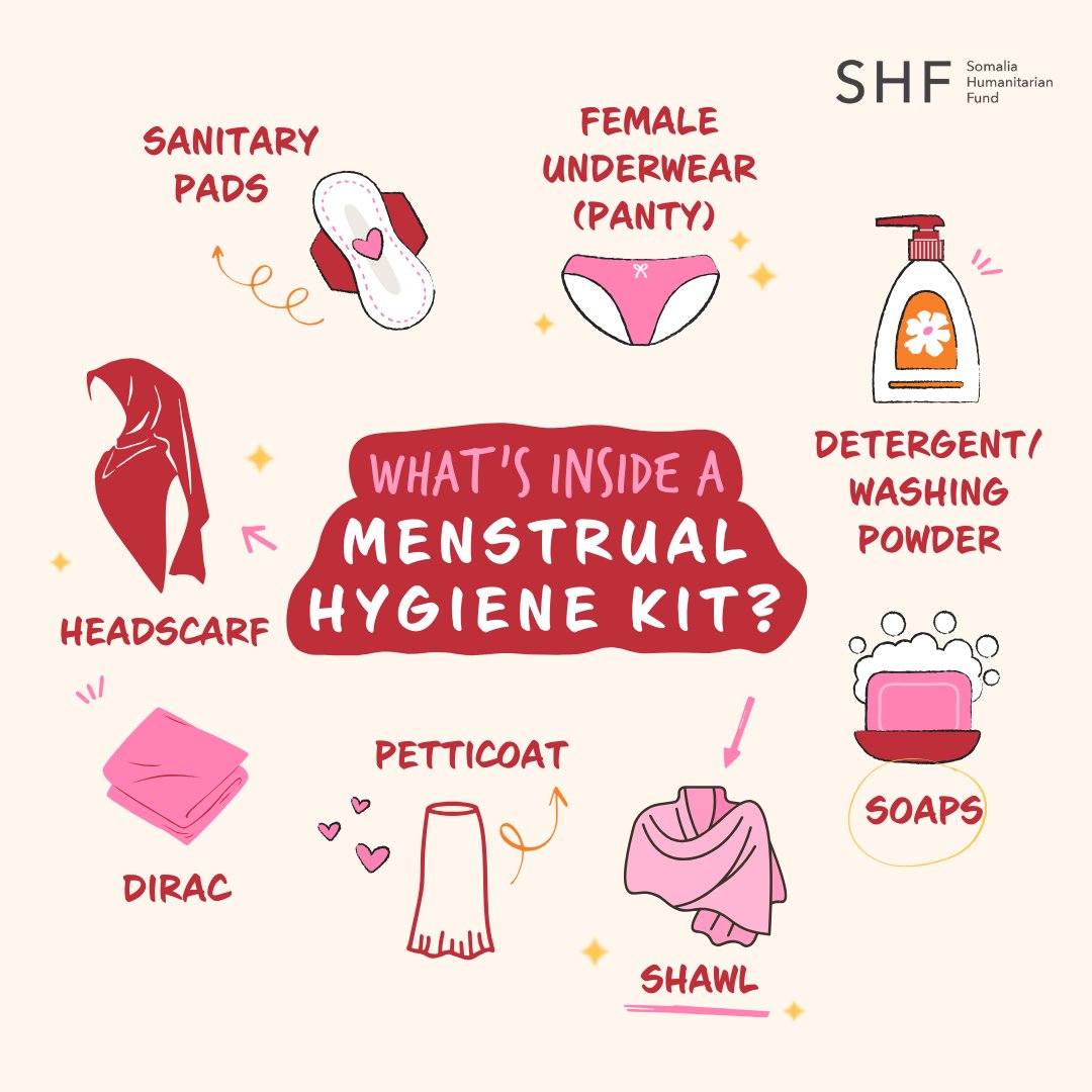 🩸In a humanitarian crisis, something as natural as menstruation can be a source of stress.

That’s why our partners distribute menstrual hygiene kits tailored to the needs of Somali women &amp; girls; so everyone can manage their periods with dignity. 🧡

#MenstrualHygieneDay