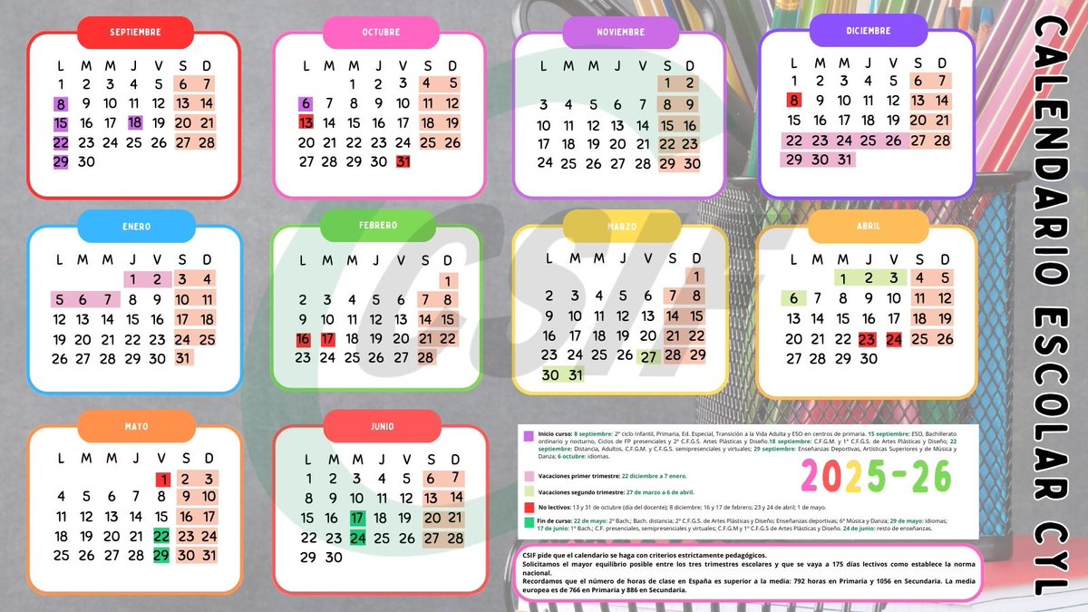 💚Calendario escolar 2025-26 publicado en BOCYL 29/05/2025.

🔊Adjuntamos el calendario elaborado por #CSIF.

👇🏻Toda la información en el siguiente enlace: 
csif.es/es/articulo/ca…
