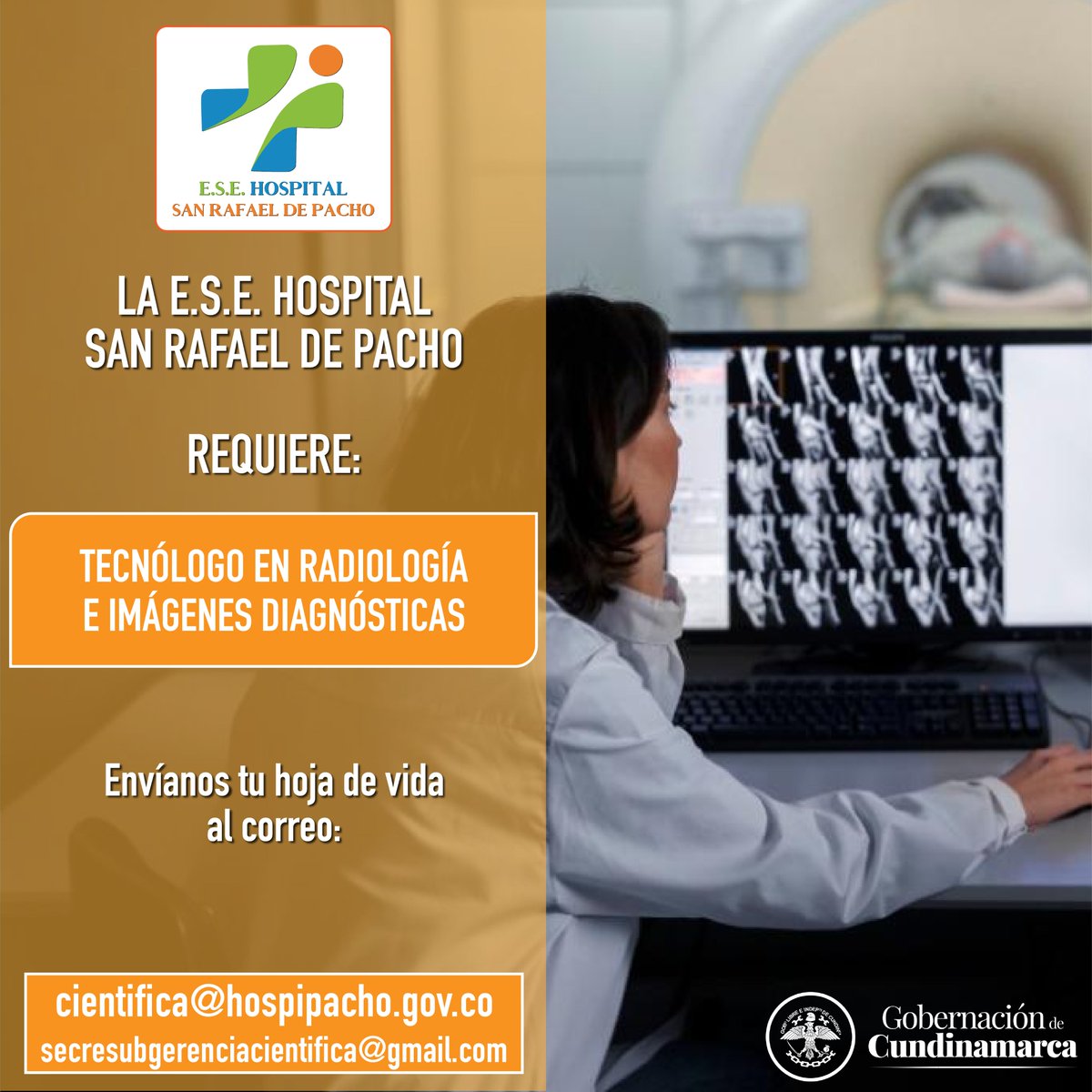 HospitalPacho's tweet photo. #TalentoHumanoHSRP La ESE Hospital San Rafael de Pacho busca Tecnólogo en Radiología e Imágenes Diagnósticas para su equipo de trabajo.
Hospital San Rafael De Pacho #MásHumanoMásSeguro https://t.co/ZSRubZXtfV