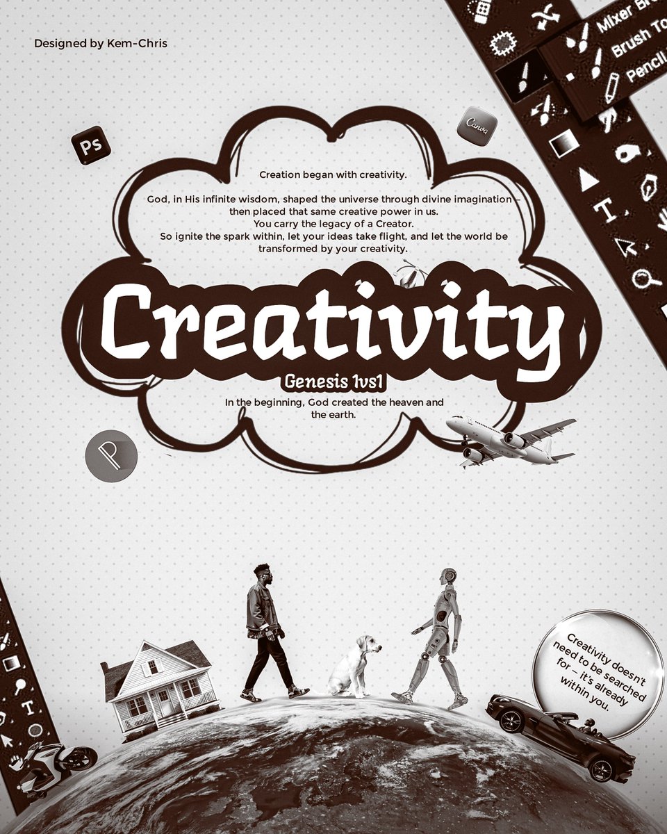 Kemchrisgraphix's tweet image. Creativity started with God.
That same spark lives in you.
You don’t need to search for it — just ignite it. 🌍🔥 #KemChrisGraphix #Creativity #Genesis1v1