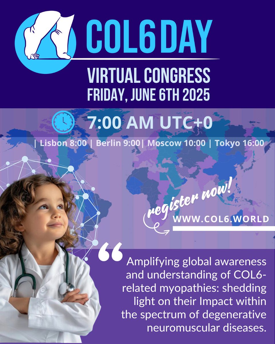 ullrichdisease's tweet photo. 【1st World Col6 Myopathy Day】
京大iPS細胞研究所 CiRaチームからの発表も予定されています。ウルリッヒの会も参加しますが、参加ご希望の方は各自で内容をご確認の上、お申込みください。
https://t.co/rMsEDru5Ty
#ウルリッヒ型先天性筋ジストロフィー  #ウルリッヒ病　　#UCMD #COL6Day https://t.co/OVLlJC4cZt