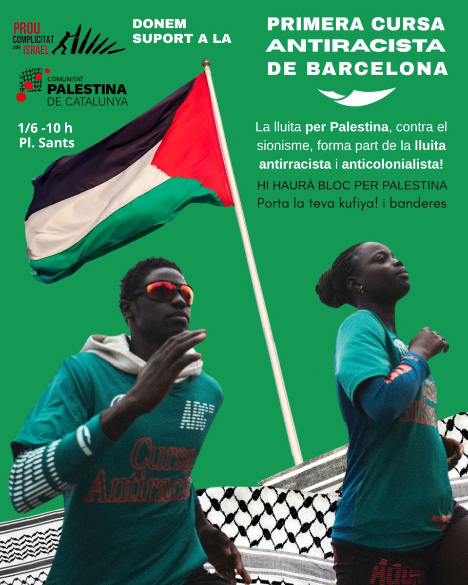 Tot el nostre suport a la #cursaantirracista2025 organitzada per <a href="/sindicatomanter/">✳️ Sindicat Manter BCN</a>.

La lluita per #Palestina forma part de la lluita antirracista i anticolonialista.

Farem bloc x 🇵🇸! córrer amb nosaltres i porta la teva kufiya i banderes!

Ens veiem diumenge!