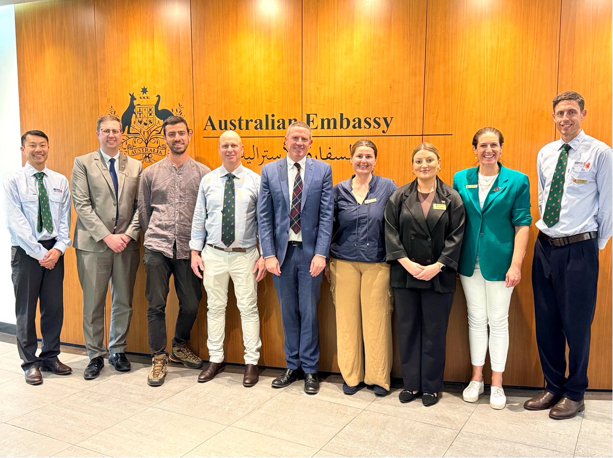 Shane Flanagan 🇦🇺 (@ausambqatar) on Twitter photo A pleasure to welcome <a href="/nuffieldaust/">Nuffield Australia</a> scholars to #Doha.
As part of their global research tour, they explored 🇶🇦’s innovative approach to food security & agricultural development. Inspiring to see the growing collaboration between Australia & Qatar in agriculture & #sustainability. A pleasure to welcome <a href="/nuffieldaust/">Nuffield Australia</a> scholars to #Doha.
As part of their global research tour, they explored 🇶🇦’s innovative approach to food security & agricultural development. Inspiring to see the growing collaboration between Australia & Qatar in agriculture & #sustainability.