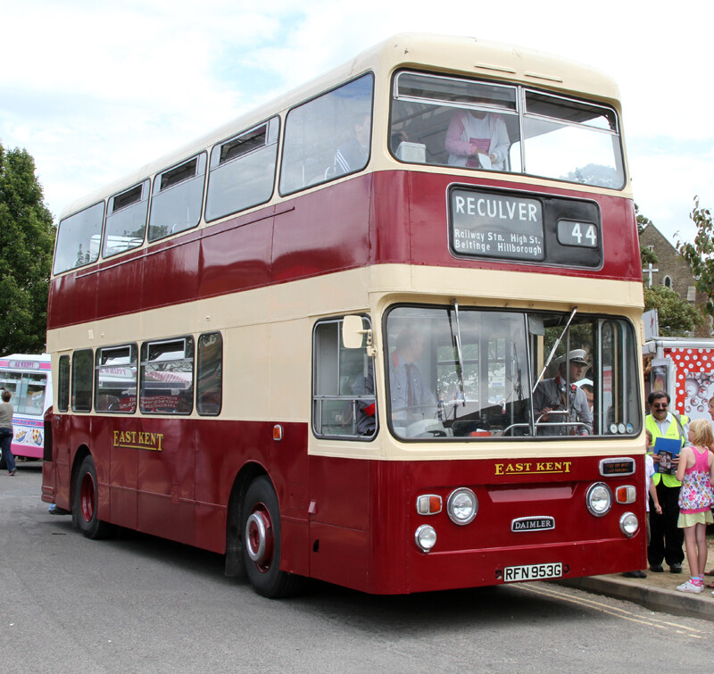 Kentishtrivia's tweet image. #OTD 1969 #Margate bus passengers had their first taste of one man operated double deckers. The new 72 seat Daimler Fleetlines went into service on routes 54 and 54A, first driven by 58 yr old Dick May. He said 'Only time would tell if this scheme would work.'