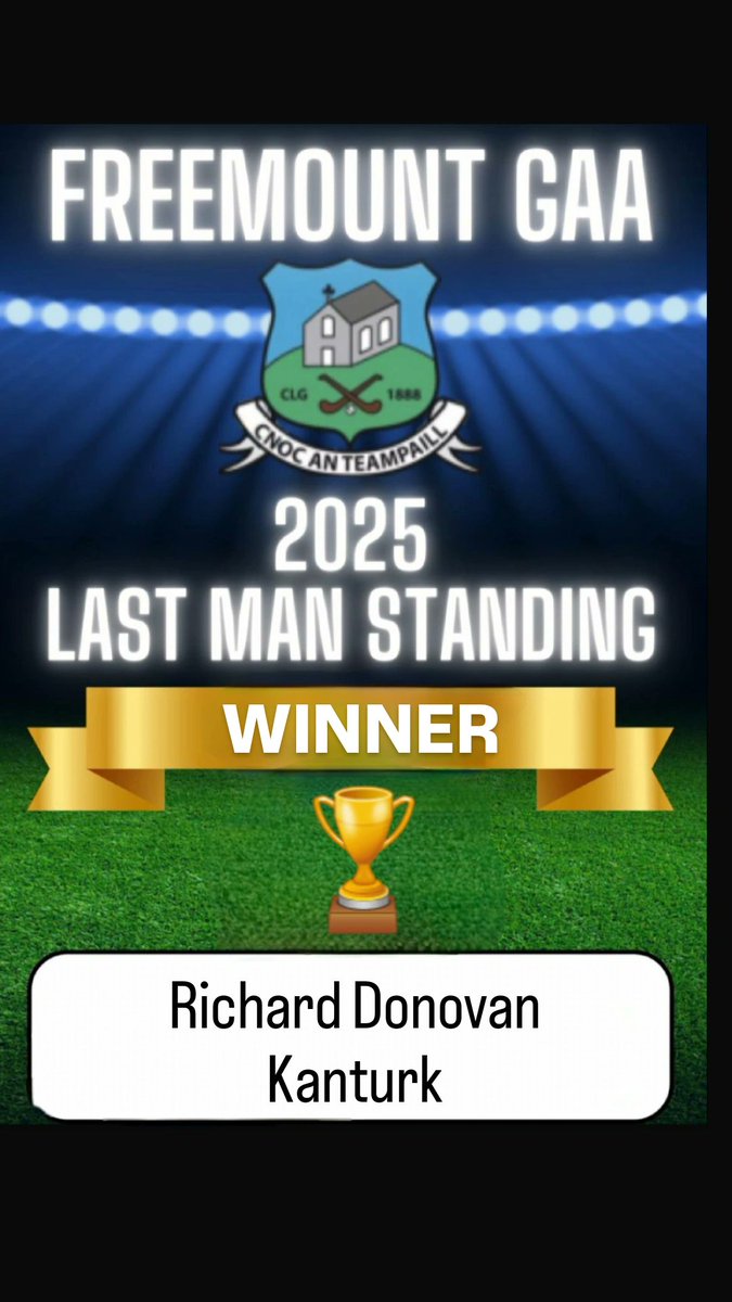 Freemount Last Man Standing Winner
Get all the latest news on the Freemount GAA app member.clubspot.app/club/freemount…