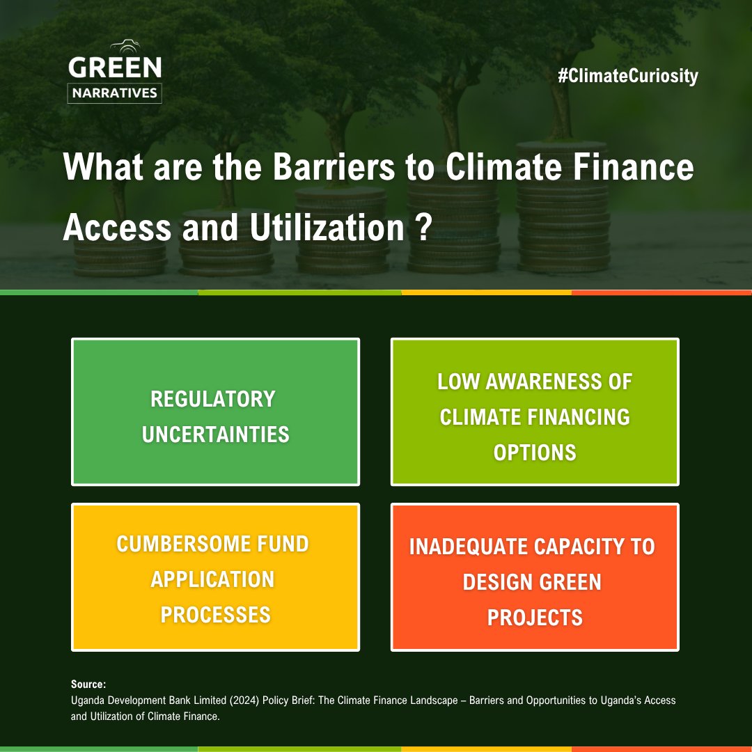 NarrativesUg's tweet photo. #ClimateCuriosity
𝗪𝗵𝗮𝘁 𝗮𝗿𝗲 𝘁𝗵𝗲 𝗕𝗮𝗿𝗿𝗶𝗲𝗿𝘀 𝘁𝗼 𝗖𝗹𝗶𝗺𝗮𝘁𝗲 𝗙𝗶𝗻𝗮𝗻𝗰𝗲 𝗔𝗰𝗰𝗲𝘀𝘀 𝗮𝗻𝗱 𝗨𝘁𝗶𝗹𝗶𝘇𝗮𝘁𝗶𝗼𝗻?
Source: https://t.co/Da5sEfIJO0 (2024)
#Uganda #ClimateChange #Sustainability #ClimateAction
#ClimateFinance #GreenFinance https://t.co/TqIGGgzyf5
