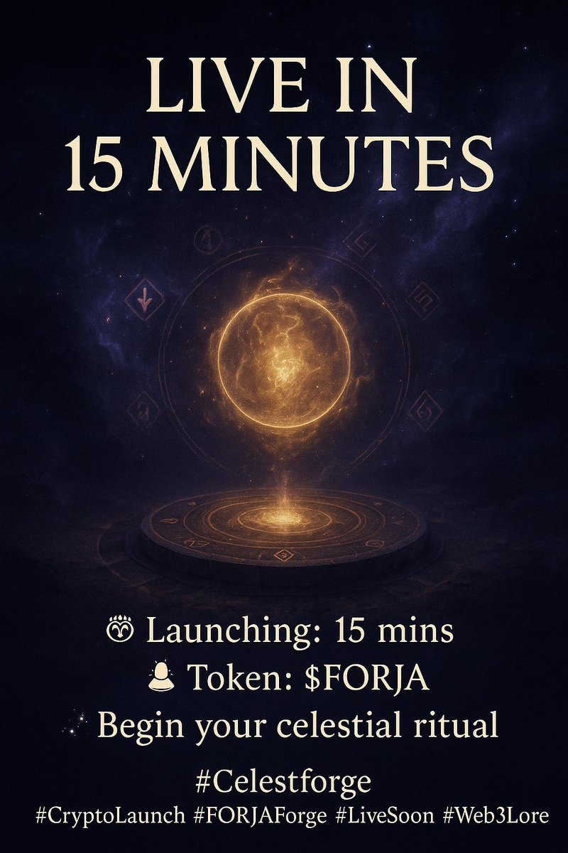 celestforgee's tweet photo. The forge ignites.
The relics await.
Your myth begins in 15 minutes.
⛓ Portal opens: [insert link]
🔮 Token: $FORJA
⚒️ Begin the ritual.
#CelestforgeLive #FORJADrop #CryptoRituals https://t.co/dU4NYWitUJ
