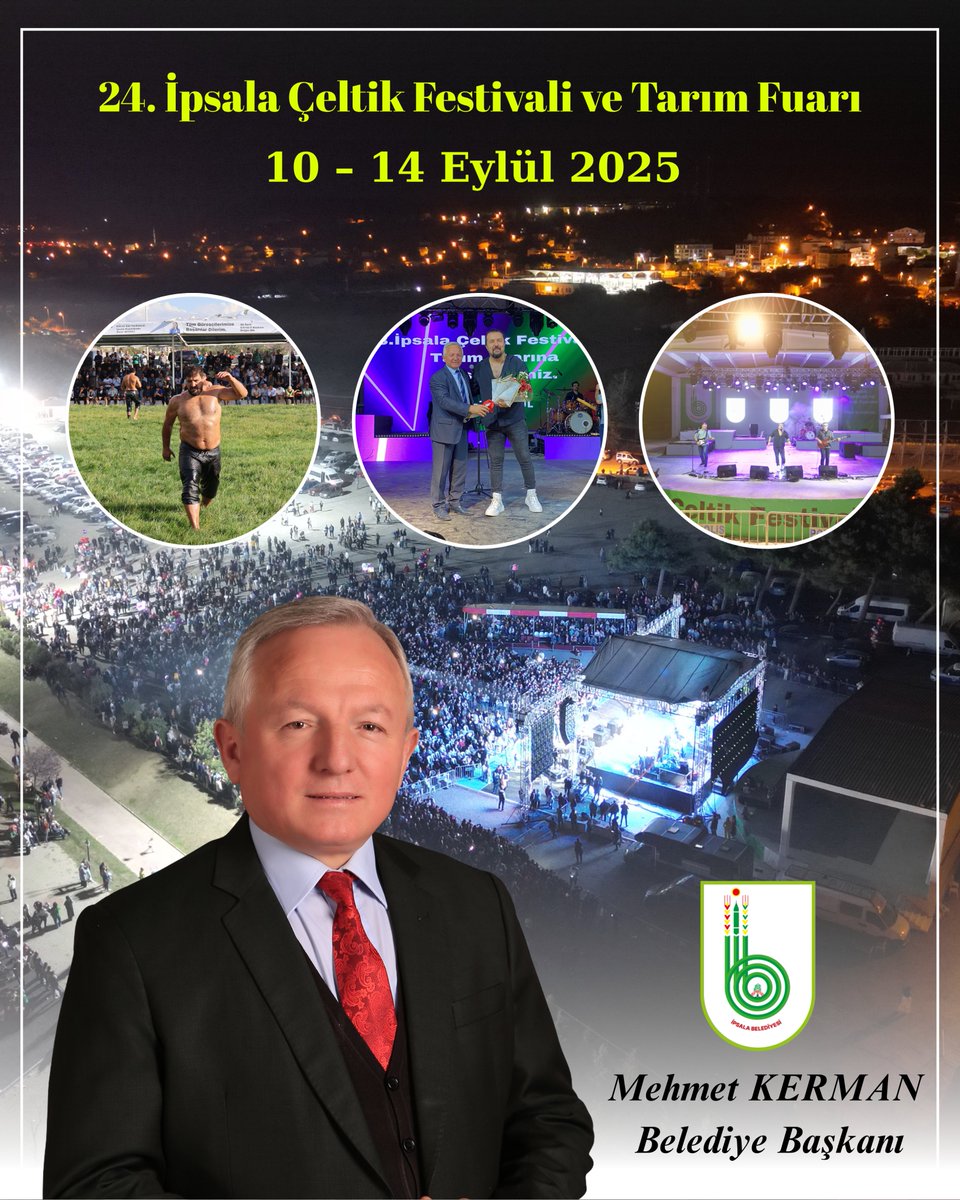 Belediyeipsala's tweet photo. İpsala Çeltik Festivali ve Tarım Fuarı, 24. kez kapılarını açıyor!

10 – 14 Eylül 2025 Festival
12 Eylül 2025 — Yağlı Pehlivan Güreşleri
Trakya’nın kalbi İpsala’da buluşuyoruz! https://t.co/KRV1UbXlq1