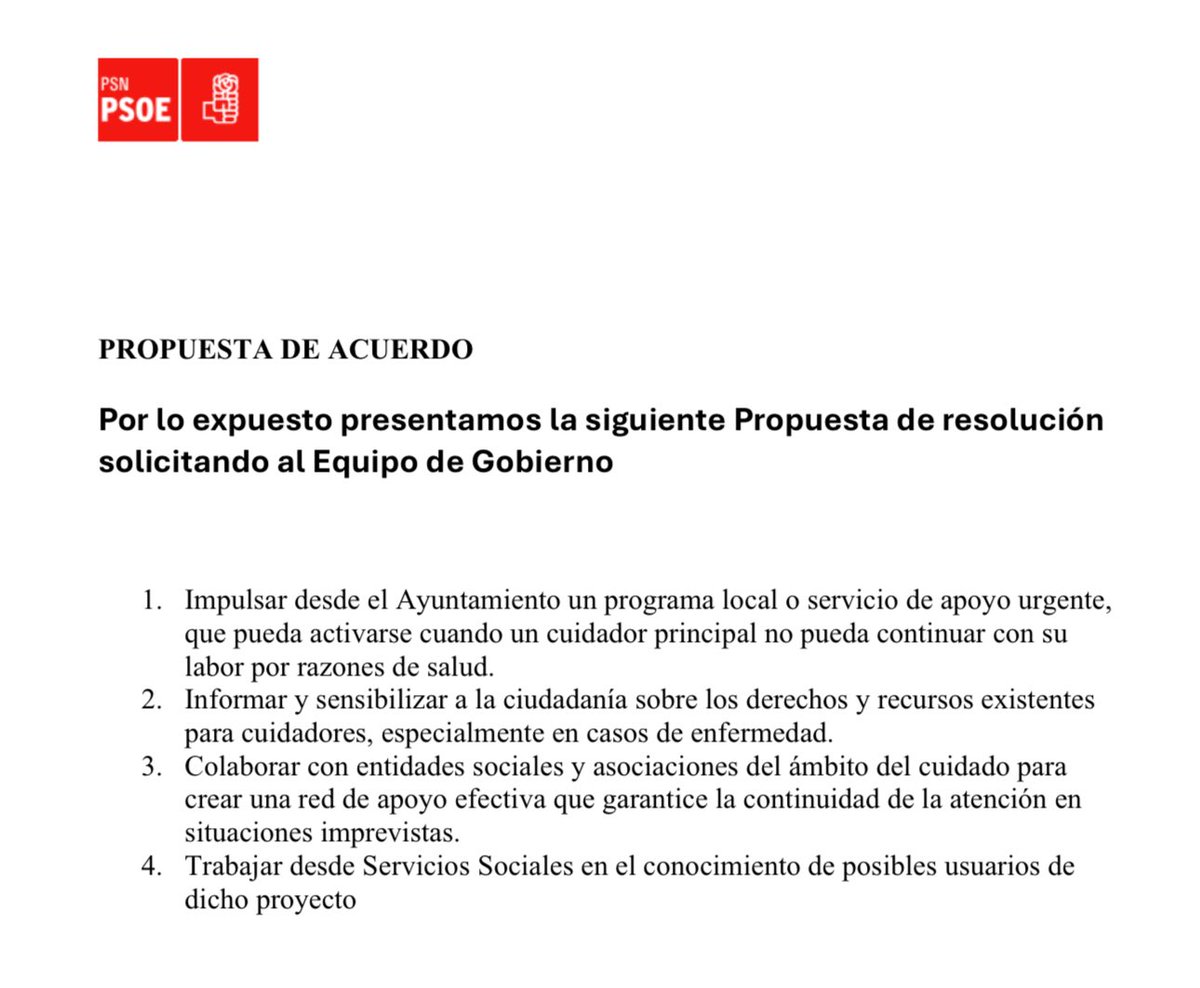 💪 Aprobada por unanimidad nuestra moción para apoyar a personas cuidadoras en el entorno familiar.

✅ Impulsamos servicios de apoyo urgente
✅ Reforzamos la coordinación sociosanitaria
✅ Reconocemos el papel esencial de los cuidadores

❤️ #ValledeEgüés #PSNPSOE