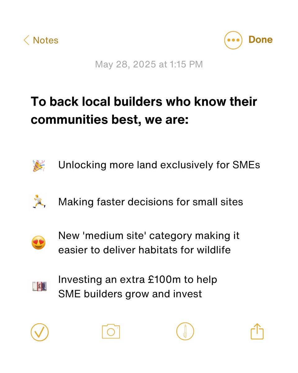 We’re backing local builders to get Britain building again. 

✅ Simpler planning rules 
✅ Faster decisions for small sites 
✅ Cash boost for SME housebuilders 

Our Plan for Change will deliver 1.5 million homes and help more families own their own home. 

#GetBritainBuilding