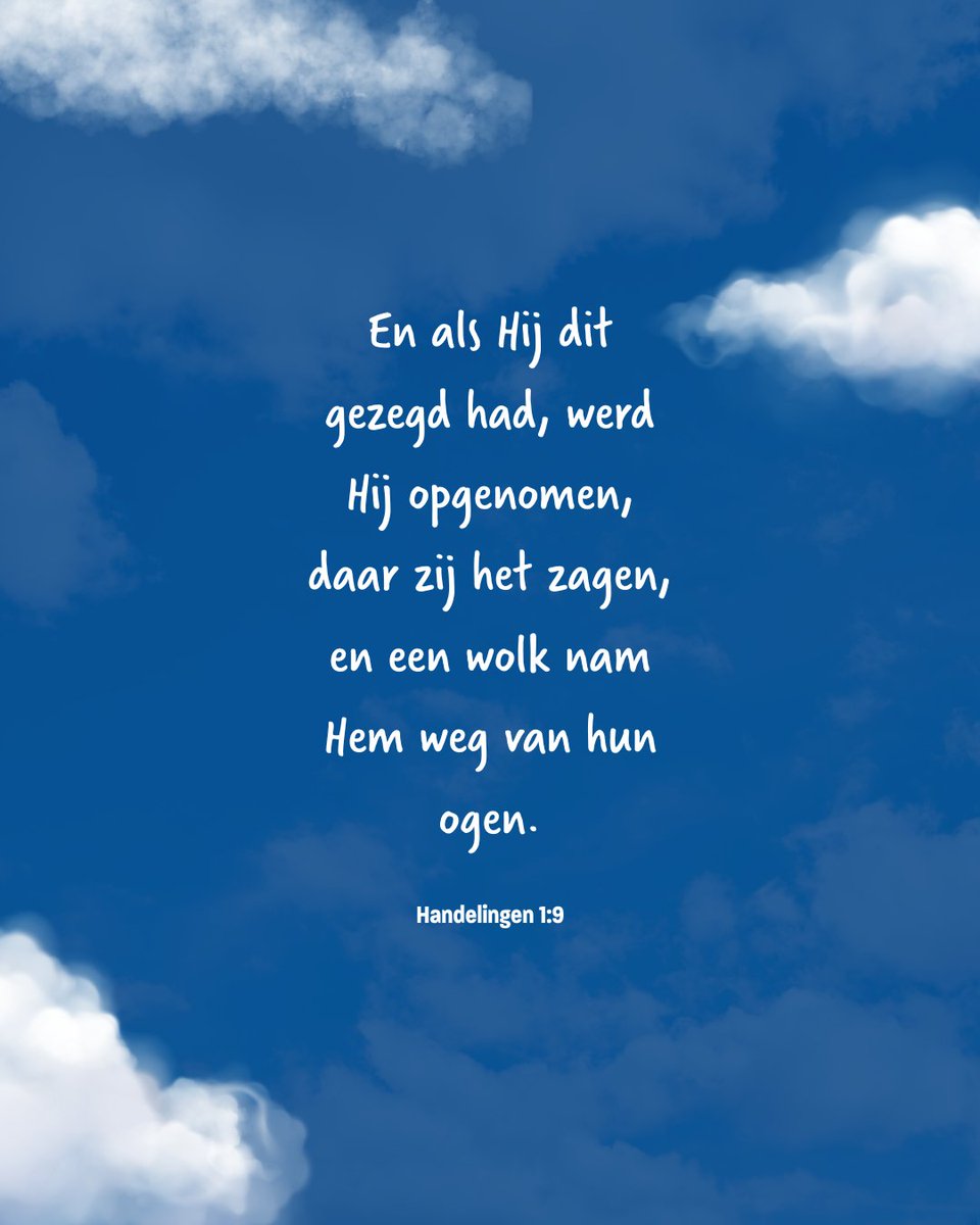 Vandaag is het Hemelvaartsdag en herdenken we dat de Heere Jezus is opgevaren naar Zijn Vader in de hemel. We wensen u en jou een gezegende dag!