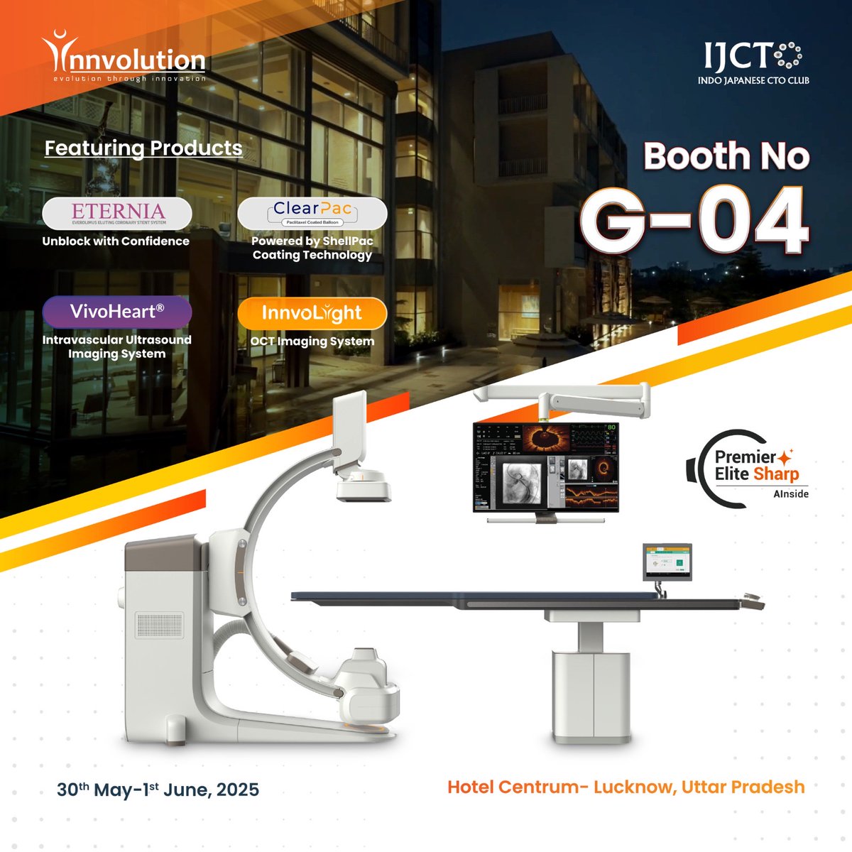 Innvolution at IJCTO 2025
Booth G-04 | Hotel Centrum, Lucknow

Innvolution is participating in IJCTO 2025, showcasing advanced solutions for interventional cardiology.
 
Visit us at Booth G-04 to explore our latest innovations and connect with our team.

Meet our experts and