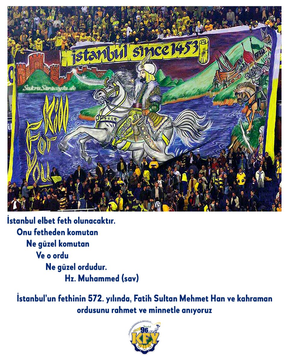 İstanbul’un fethinin 572. yılında, Fatih Sultan Mehmet Han ve kahraman
ordusunu rahmet ve minnetle anıyoruz.

#İstanbulunFethi
#29Mayıs1453