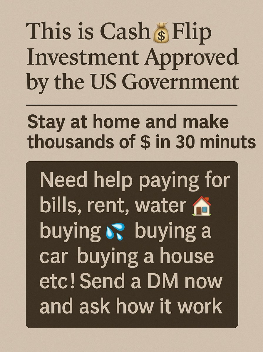 daddycoolsol's tweet image. Sponsored Relief Cash Flip Investment💰 in 30 minutes. No personal information is required.

Accepting: CashApp, PayPal, Zelle, Apple Pay, Venmo, Revolut, Bank Transfer🏦, ETC. Interested in investing?
DM to get started today – 100% legit and trusted.