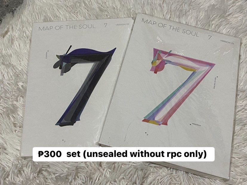cookyyy09's tweet photo. wts lfb bts pc ph 

BTS map of the soul 7 album version 1&amp;2 without rpc only set - ₱300

— payo
— mod: ggx  mop: gcash
— 9/10-mint condi

rfs: need funds 🥹

reply mine / dm to claim :) https://t.co/ZeKGqyllWY