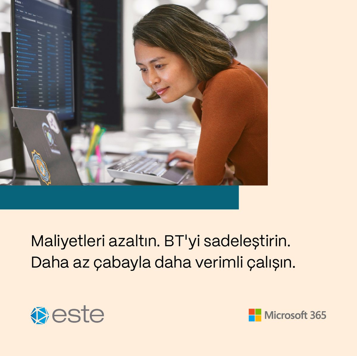 estebilisim's tweet photo. Este ile Microsoft 365’i Keşfedin! Microsoft 365 uygulama deneyimi ile her lisansınızdan maksimum verim almanızı sağlıyor, operasyonel verimliliğinizi artırırken tasarrufunuzu üst düzeye çıkarıyoruz. Microsoft 365’in gücünü Este ile birleştirerek dijital dönüşümünüzü hızlandırın! https://t.co/iQ3i3MKWpp