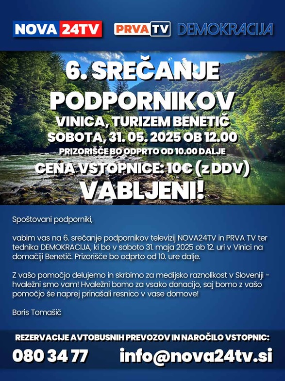 Pojutrišnjem, v soboto, 31. maja, NE POZABITE priti v #Vinica na 6. (tradicionalno) srečanje podpornikov <a href="/Nova24TV/">Nova24TV</a>, revije <a href="/Demokracija1/">Tednik Demokracija</a> in #PrvaTV. Se vidimo, dobri ljudje in prijatelji.