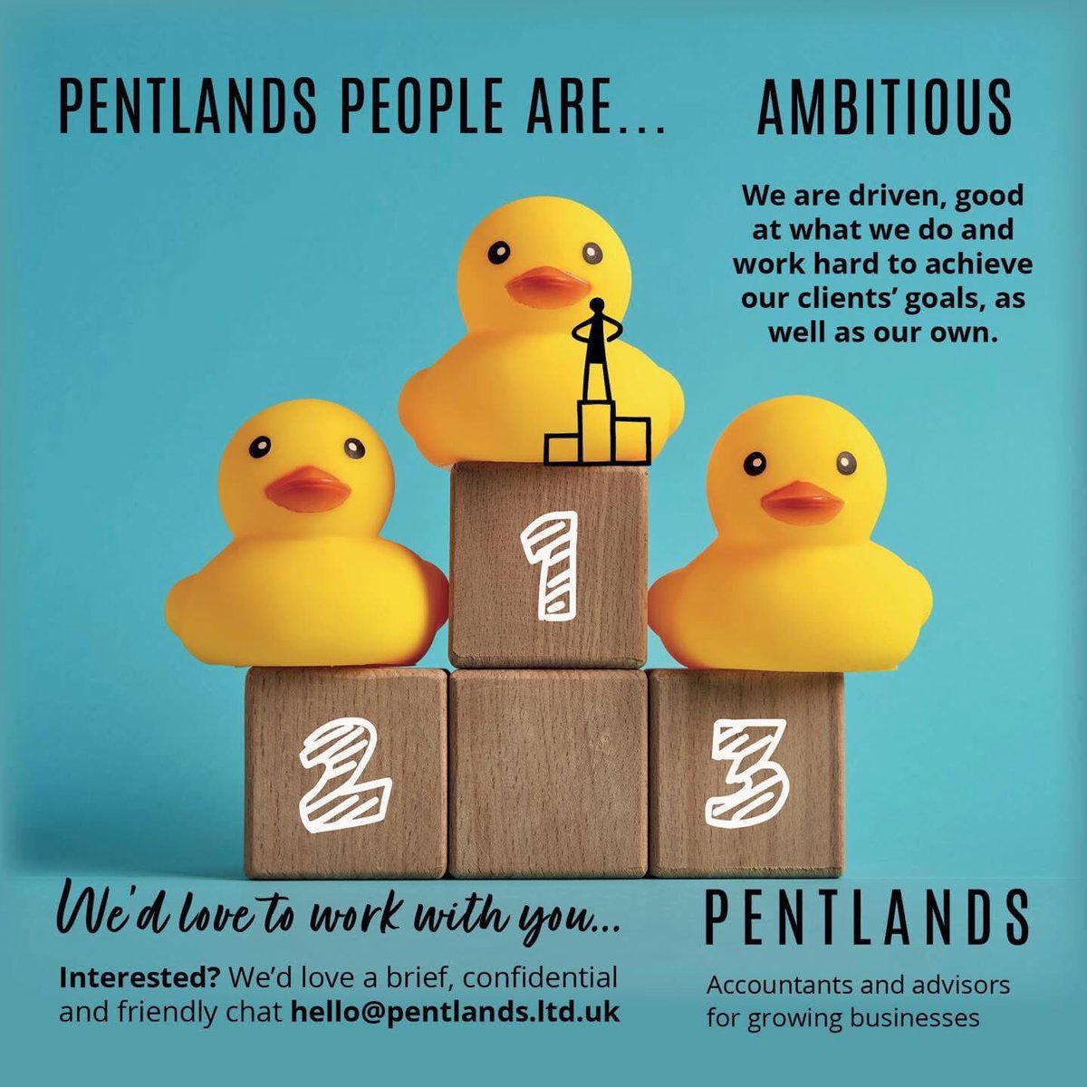 Pentlands Tax (@pentlandstax) on Twitter photo Pentlands people are AMBITIOUS 💪
We are driven, good at what we do & work hard to achieve our clients’ goals, as well as our own. 🥇
If you are thinking of switching #accountant, get in touch.
📧 hello@pentlands.ltd.uk or ☎️ 01926 424455
#growth #growyourbusiness Pentlands people are AMBITIOUS 💪
We are driven, good at what we do & work hard to achieve our clients’ goals, as well as our own. 🥇
If you are thinking of switching #accountant, get in touch.
📧 hello@pentlands.ltd.uk or ☎️ 01926 424455
#growth #growyourbusiness