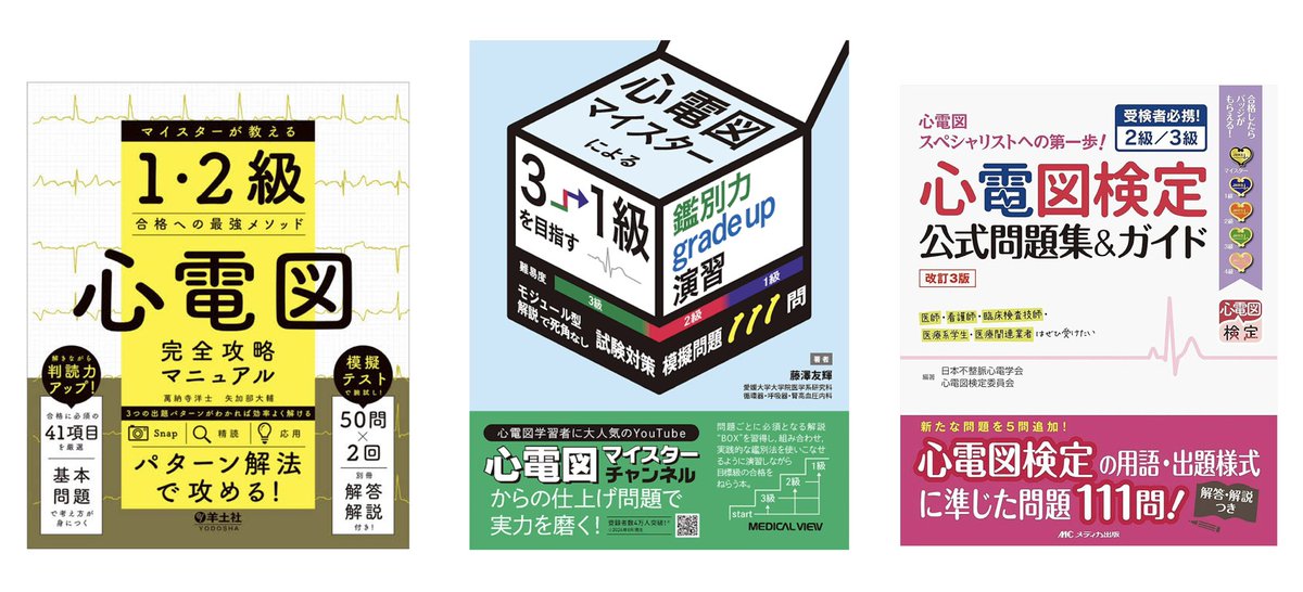 今年は心電図検定2級を受けることを決意したので、問題集はこの3冊を