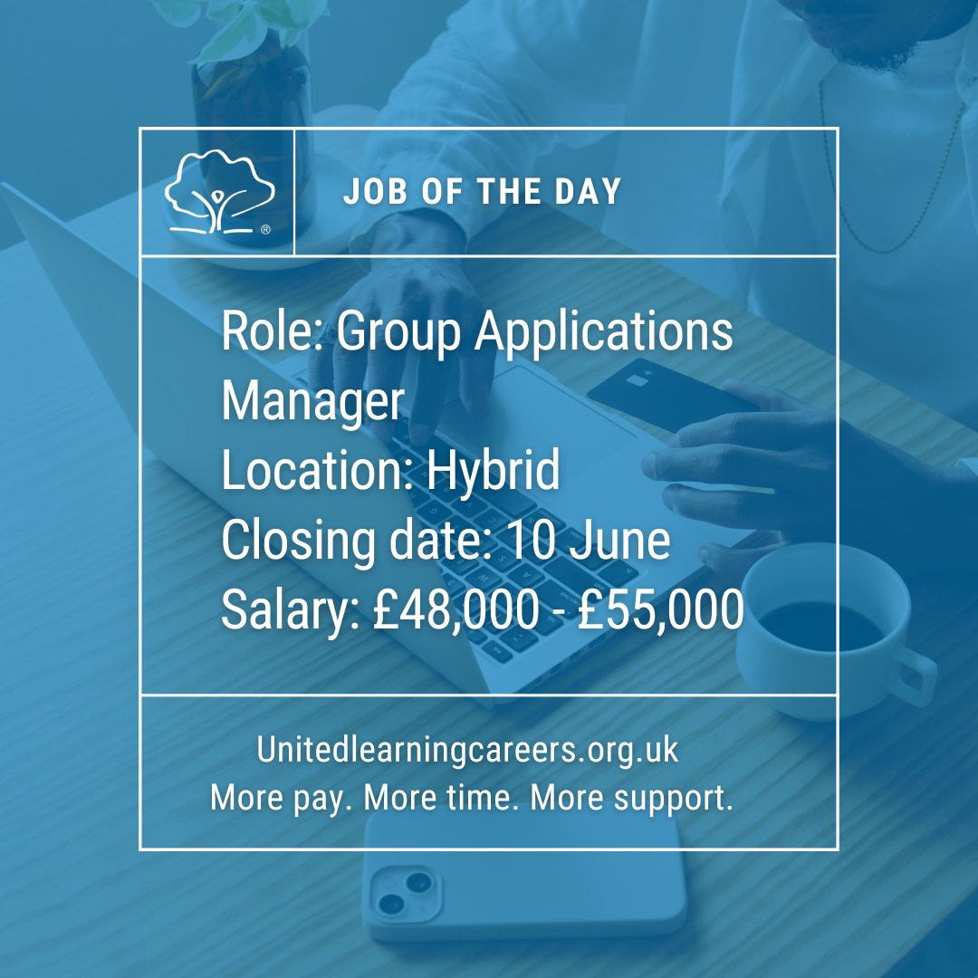 📣 Job of the day 📣 

We're looking to appoint a Group Applications Manager.

Find out more and view our vacancies: ow.ly/eWUM50VWY2L

#JobOfTheDay #NowHiring #JobSearch #Hiring #Vacancy #ApplyNow #Education #OpenToWork #Jobs2Apply4 #JOTD