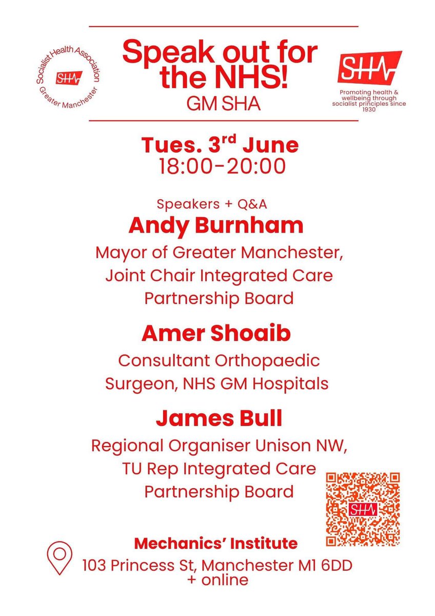 ‼️Important NHS meeting organised by GM <a href="/SocialistHealth/">Socialist Health Association</a>. Starmer’s government are forcing
NHS Trusts to make £millions in so called ‘savings,’ which is resulting in huge cuts to essential NHS roles and services. This is disgraceful and must be strongly resisted. <a href="/AndyBurnhamGM/">Andy Burnham</a>