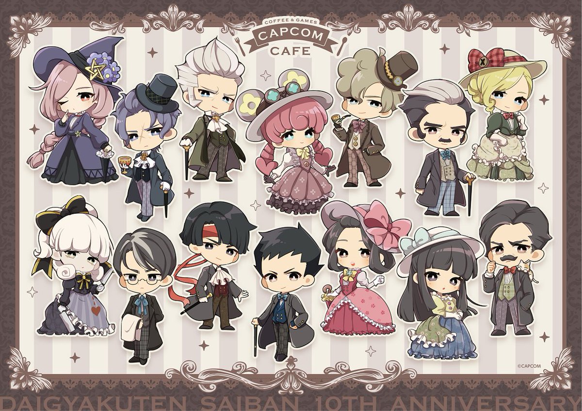 『大逆転裁判』今年で10周年。カプコンカフェ池袋店&amp;梅田店でコラボ決定
news.denfaminicogamer.jp/news/250529x

成歩堂龍ノ介、亜双義一真、シャーロック・ホームズらが、イギリスのヴィクトリア朝時代の服装でお祝い。メインビジュアルを基にしたメニューやグッズは鋭意制作中。2店舗とも6月20日より開催する