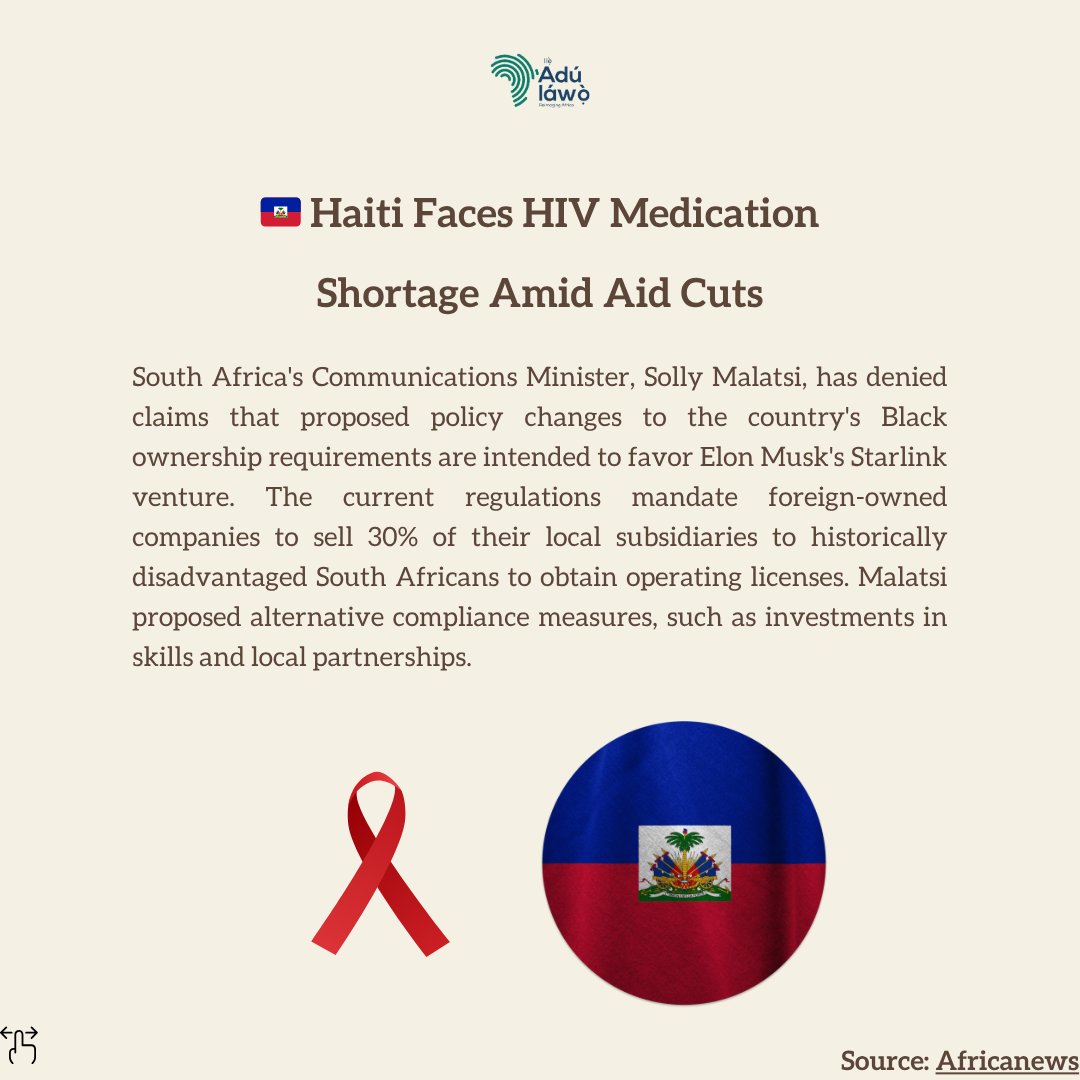 🇭🇹 Haiti Faces HIV Medication Shortage Amid Aid Cuts

#Haiti #HIVAIDS #HealthcareCrisis #AidCuts #PublicHealth #GlobalHealth #TheAdulawo #AfricanNews

💬 What measures can be taken to support affected communities? Share your insights.