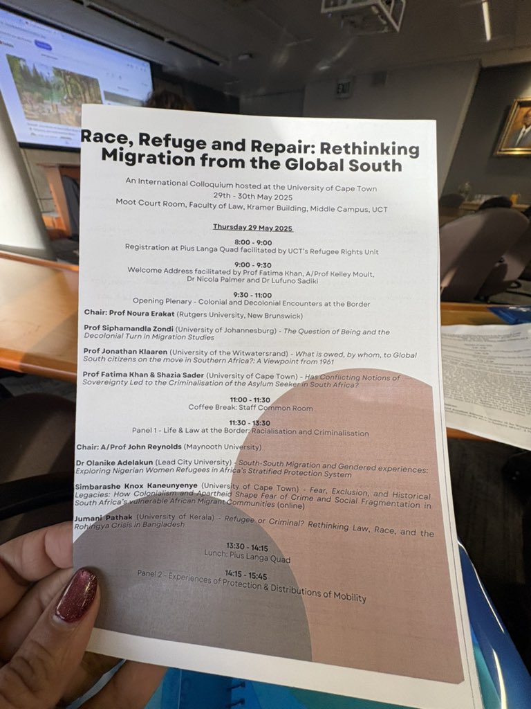 4noura's tweet image. Sabah il kheir from the University of Capetown. 

#Race #Refuge #Repair #Migration #GlobalSouth