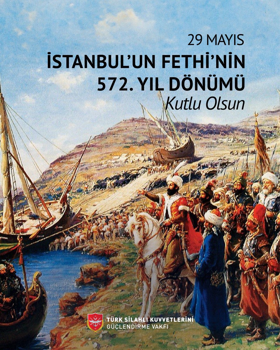 572 yıl önce bu kutlu mirası bizlere yurt eden Fatih Sultan Mehmed Han ve tüm ecdadımızı saygı, minnet ve rahmetle anıyoruz.🇹🇷

#TSKGV
#İstanbulunFethi
