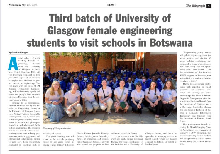 Sustainable Energy Botswana (@asebotswana) on Twitter photo Coming soon to a school near you!
Our Director <a href="/EuniceKira/">Eunice☘️</a> a proud <a href="/CheveningAA/">Chevening Alumni</a> Scholar and <a href="/UofGlasgow/">University of Glasgow</a> alumna has been strengthening ties between the world-changing university and Botswana.
This June, we welcome the third cohort of female engineering students to Botswana! 🏴🇬🇧🇧🇼 Coming soon to a school near you!
Our Director <a href="/EuniceKira/">Eunice☘️</a> a proud <a href="/CheveningAA/">Chevening Alumni</a> Scholar and <a href="/UofGlasgow/">University of Glasgow</a> alumna has been strengthening ties between the world-changing university and Botswana.
This June, we welcome the third cohort of female engineering students to Botswana! 🏴🇬🇧🇧🇼