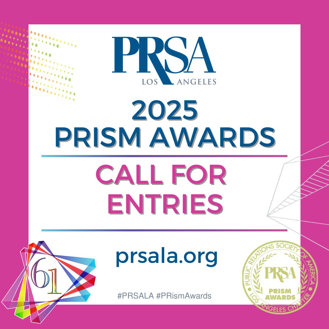 PRSALA's tweet image. Calling all LA-Based PR Professionals!!!

#PRSALA is now accepting submissions for the 61st Annual #PRismAwards, LA region’s premier awards program recognizing excellence in the PR community!

APPLY TODAY: judgify.me/prsalaprismawa…