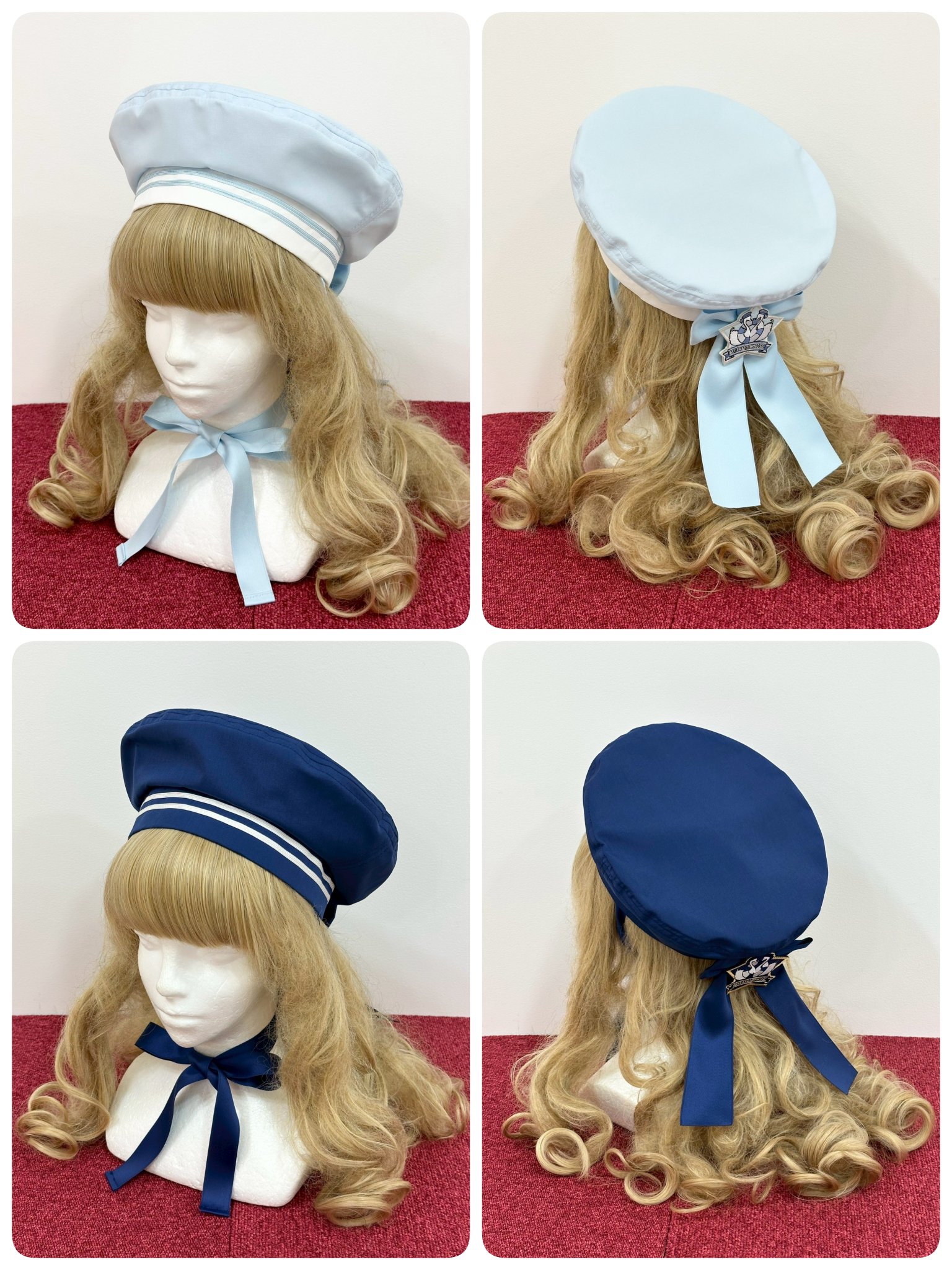 セーラーリボンタイシャツワンピースベレー帽サックス2点セット セーラーリボンタイシャツワンピースベレー帽サックス2点セット