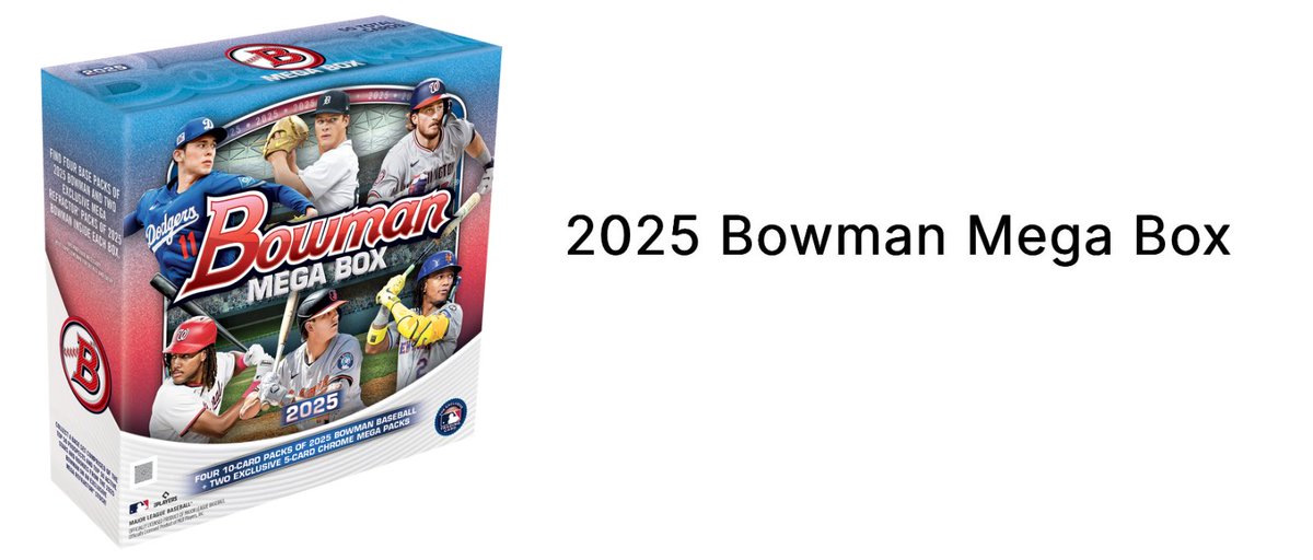 FastBreakCards's tweet image. 2025 Bowman Mega Box #ad 
Topps: bit.ly/43wVVco
Fanatics: bit.ly/4mC6Hqo
Target: Currently OOS