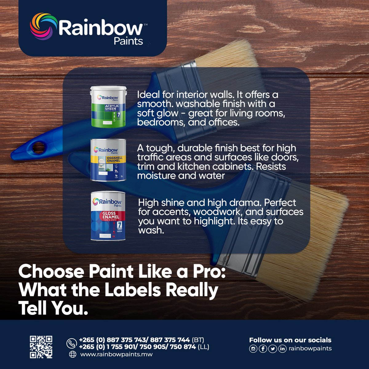 rainbowpaintsmw's tweet photo. Not all paints are created equal. Learn the differences—and pick the perfect product for your project.
#ProductKnowledge #PaintTypesMW #RainbowPaintsMW #ThursdayTips #SmartChoices https://t.co/Jef2sVrZPU
