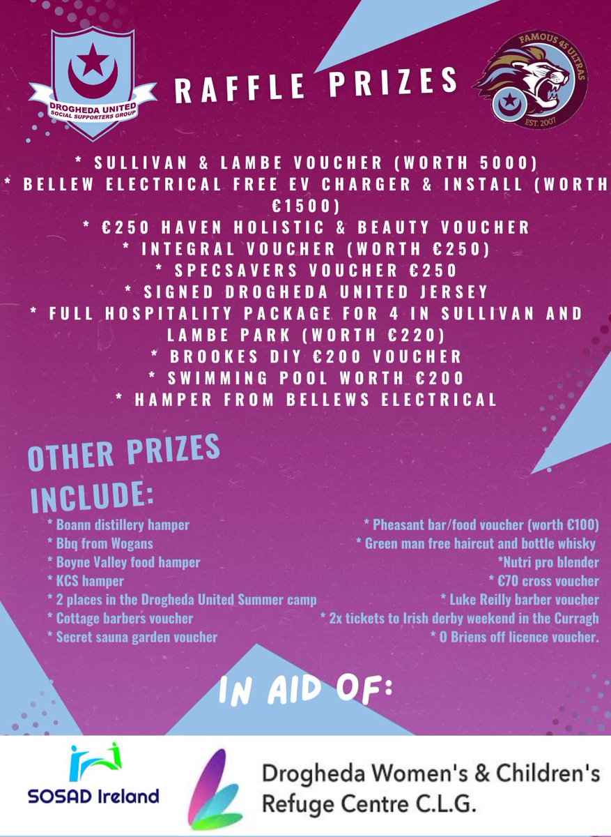 €10,000 Raised - And Just 2 Days to Go!

We're incredibly proud to share that with just 2 days left, we've now exceeded €10,000 raised for two amazing causes — SOSAD and Drogheda Women's &amp; Children's Refuge.
Every single ticket purchased not only supports these vital charities,