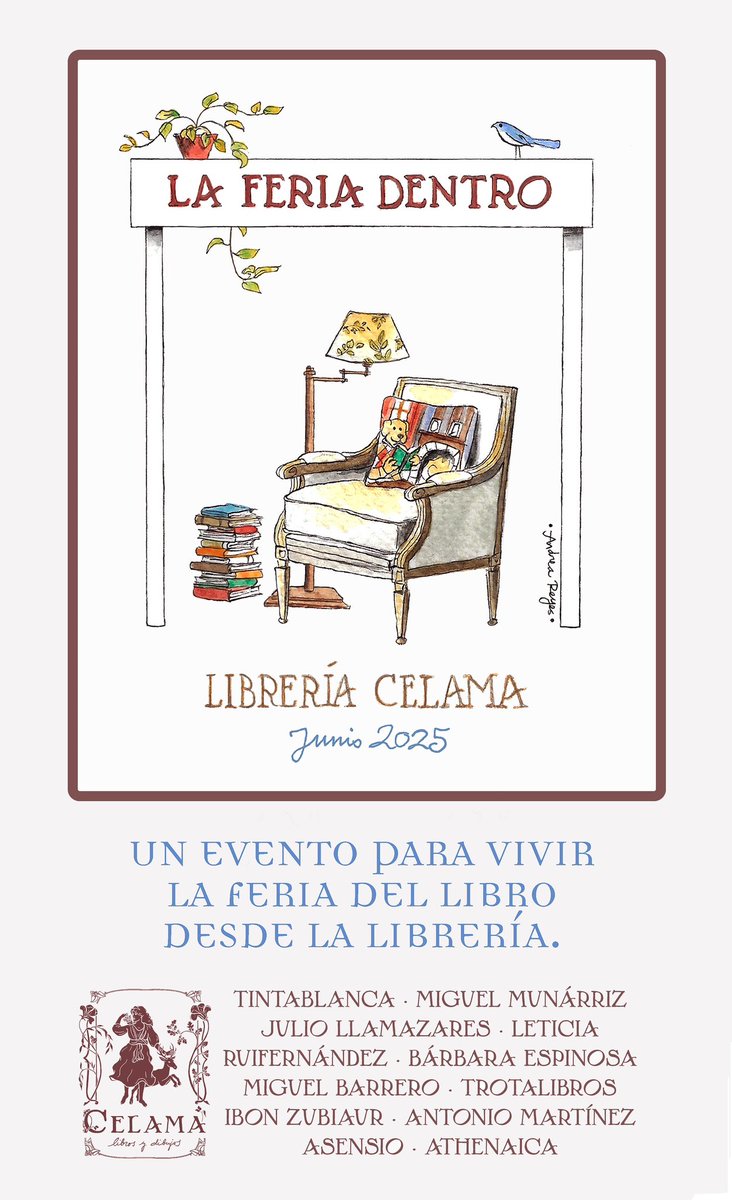 libreriacelama's tweet image. En el Retiro mañana da comienzo la Feria del Libro, y en Celama estrenamos #LaFeriaDentro, un guiño a las casetas y los encuentros.
Firmas y presentaciones durante todo el mes. Más info: celamalibrosydibujos.es