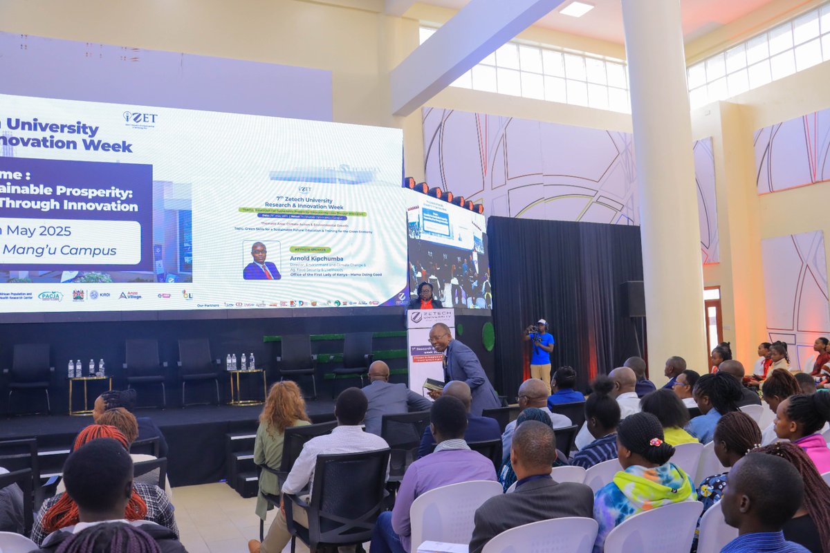 ZetechUni's tweet photo. HAPPENING NOW: Day Two of The 7th Zetech University Research and Innovation Week Conference 1st Panel Discussion.
 
Thematic Area: Climate Action & Environmental Growth

Keynote Speaker- Director, Environment and Climate Change & Ag. Food Security and Livelihoods, Office of the First Lady, Arnold Kipchumba

#ZUResearchWeek
#ZetechResearchWeek
#ResearchWeek2025