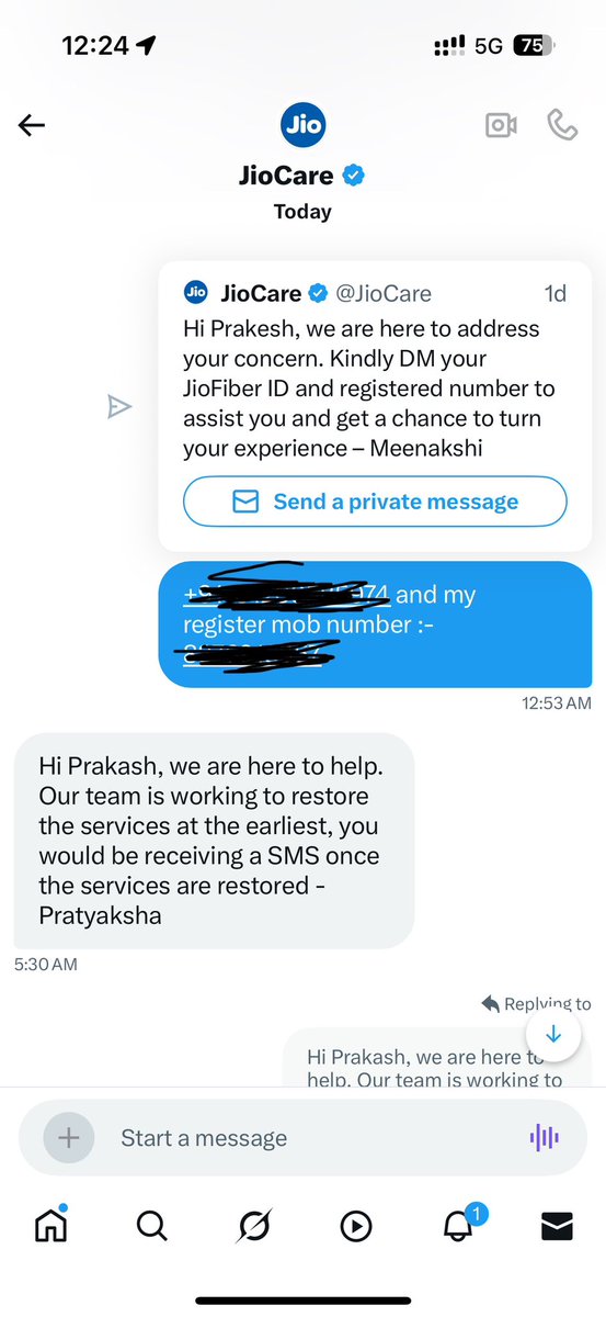 Pjha_21's tweet photo. @JioCare See How they are fooling the customers by telling same repetitive answers this is the clear and exact? Picture of Jio Fiber, believe you me In fact, if I had not recharged the Jio fiber, I would have thrown it away by now. See what they have replied here on X just for showing https://t.co/WKcp1AR047