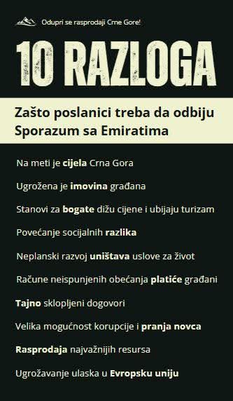 Ako ste za njih glasali, recite im kako treba da odluče!
Javni interes ili fotelje? Građani ili tajkuni? Evropske ili arapske integracije? Poslanici aktuelne većine danas odlučuju da li će Crna Gora ostati država zarobljena privatnim interesima.