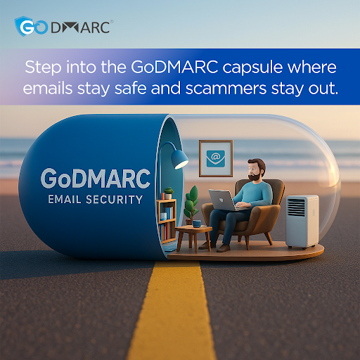GODMARC4's tweet image. Step into the GoDMARC capsule 🚀
Where emails stay safe and scammers get locked out.
Your inbox deserves nothing less.
#EmailSecurity #DMARC #GoDMARC #PhishingProof