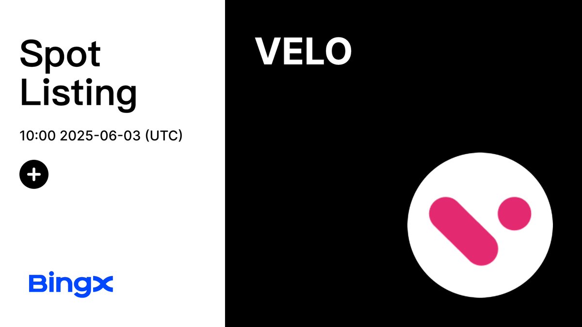 BingX (@bingxofficial) on Twitter photo Sending fiat like it’s a DM. $VELO is coming soon to BingX Spot. <a href="/veloprotocol/">Velo Official</a> 📲
Deposit Time: 2025-05-29, 10:00:00 (UTC+0)
Trading Time: 2025-06-03, 10:00:00 (UTC+0)
Withdrawal Time: 2025-06-04, 10:00:00 (UTC+0)
Listing Details: bingx.com/partner/VELOli… Sending fiat like it’s a DM. $VELO is coming soon to BingX Spot. <a href="/veloprotocol/">Velo Official</a> 📲
Deposit Time: 2025-05-29, 10:00:00 (UTC+0)
Trading Time: 2025-06-03, 10:00:00 (UTC+0)
Withdrawal Time: 2025-06-04, 10:00:00 (UTC+0)
Listing Details: bingx.com/partner/VELOli…