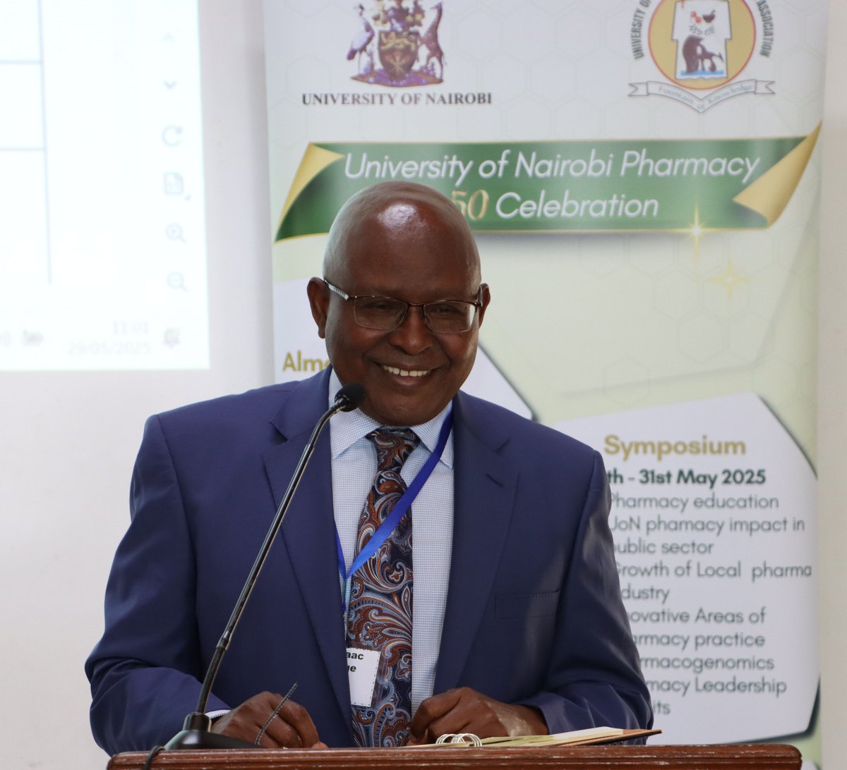 Prof. Isaac Kibwage, Vice-Chancellor, Egerton University gives a keynote address titled: The Evolution of Pharmacy Education in Kenya at <a href="/uonbi/">University of Nairobi</a>  Pharmacy <a href="/50/">max</a> Symposium.
#weareuon