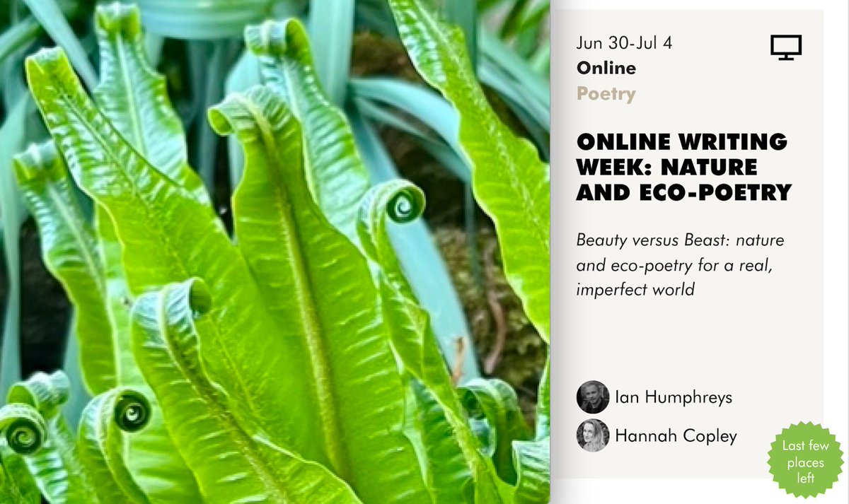 ARVON at HOME. Only one or two places left. Join me and the brilliant Hannah Copley for an immersive, joyful week of writing, reading and discussing nature and eco-poetry. More here:
tinyurl.com/5n94uunf