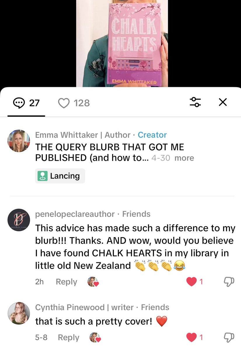 Meanwhile, over on TikTok, it’s amazing to hear that CHALK HEARTS is in a New Zealand library! #chalkhearts #romancebooks #holidayreading #tbrlist #contemporaryfiction #lovestory